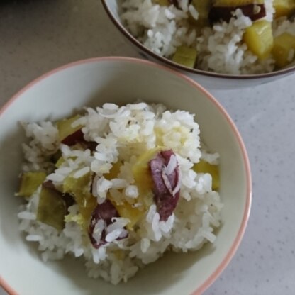 こんにちは♪
さつまいもが甘く、ほんのり塩気でさらにさらに甘味が感じられて食が進みました！　残りはおにぎりにして…と
ごちそうさま♥